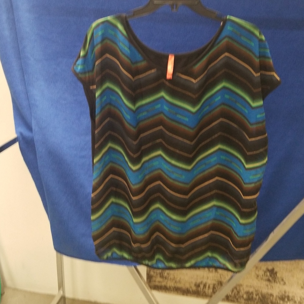 Multi color sheer blouse 2x